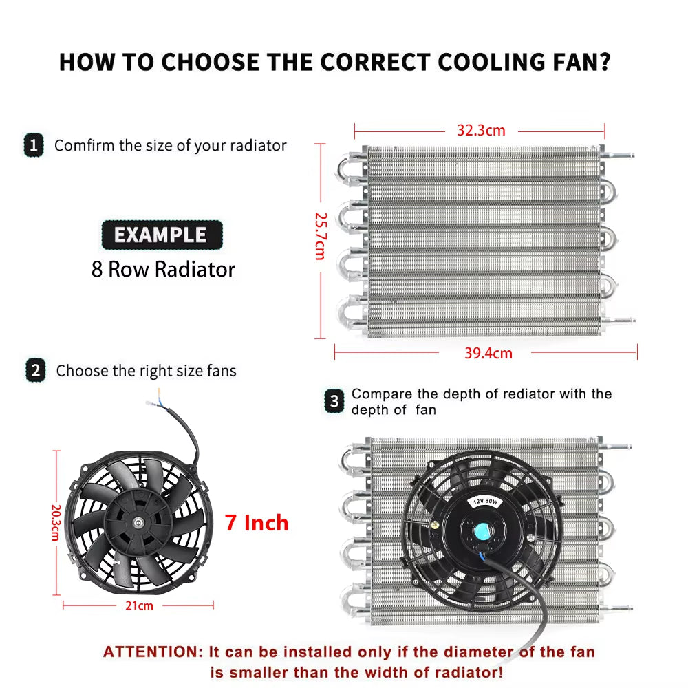 Universal 7/9/10/12/14/16 Inches 12V 80W 2100RPM Car Air Conditioning Electronic Radiator Cooling Fan Blade Electric Cool Kit
