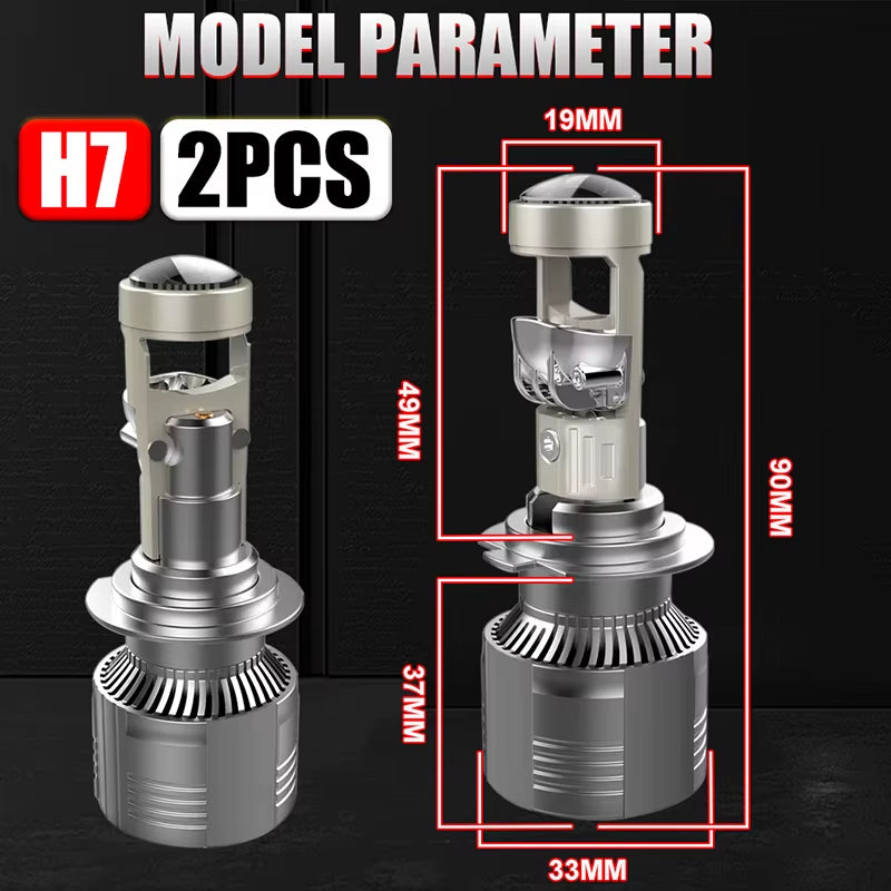 2X H7 H11 HB3 LED Headlights Mini Projector Lens 9005 9006 HB4 H8 H9 30PCS CSP CHIPS High Low Beam Canbus Error Free Turbo Lamps