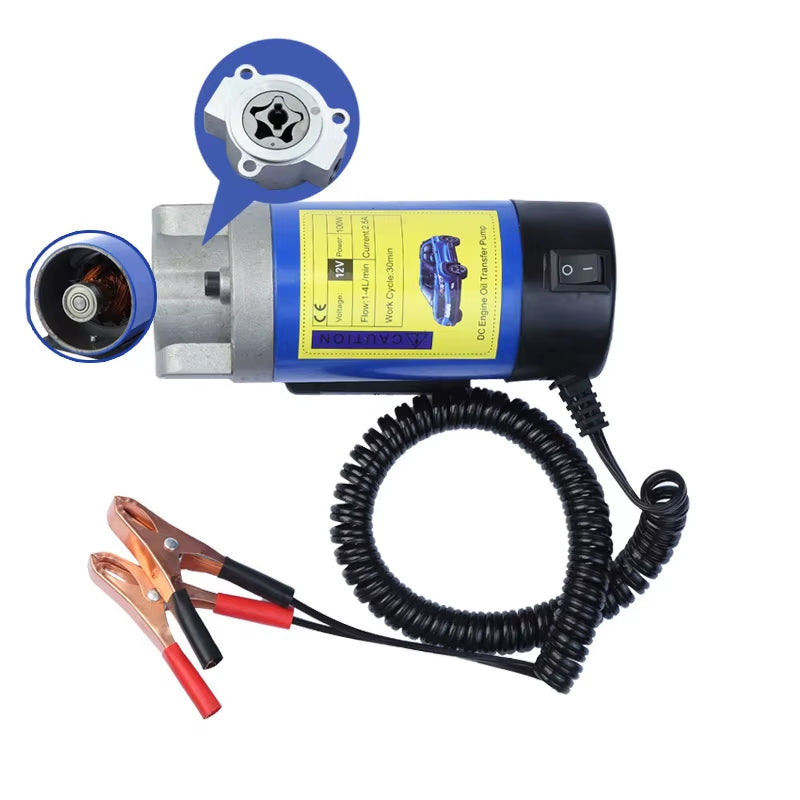 12V 100W Electric Oil Transfer Pump Portable 1-4L/Min Oil-Changes Equipment Automobiles Fuel Pump for Car Motorcycles Boat