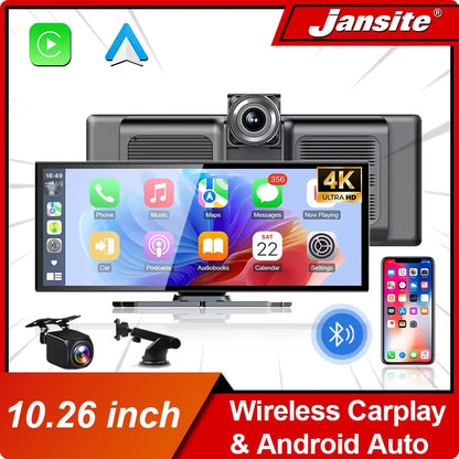 10.26'' Car Monitor Dash Cam 4K Car Mirror Video Player Wireless Carplay Android Auto GPS Multimedia Rearview Camera Dashboard