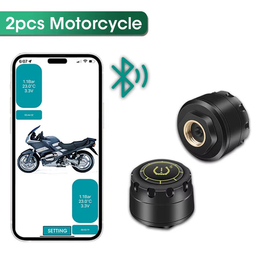 Car TPMS Tire Pressure Monitoring System Bluetooth 5.0 Mobile Phone Display Motorcycle Car Tyre Pressure Sensor for Los Android