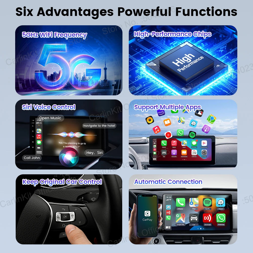 New  Mini 5 SE Wireless Carplay Adapter for Iphone 5.8Ghz Wifi BT Fast Stable Connect for Spotify Waze Split Screen Box