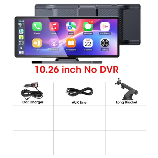 10.26'' Car Monitor Dash Cam 4K Car Mirror Video Player Wireless Carplay Android Auto GPS Multimedia Rearview Camera Dashboard