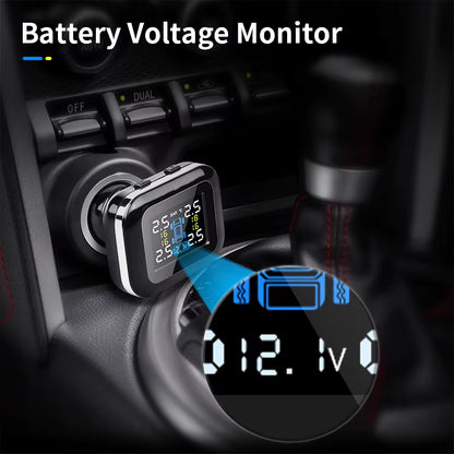 TPMS Cigarette Lighter Wireless Car Tire Pressure Alarm Monitor System Security Alarm Systems Tyre Pressure Temperature Warning