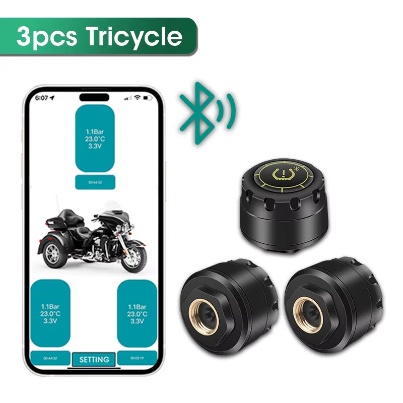 Car TPMS Tire Pressure Monitoring System Bluetooth 5.0 Mobile Phone Display Motorcycle Car Tyre Pressure Sensor for Los Android