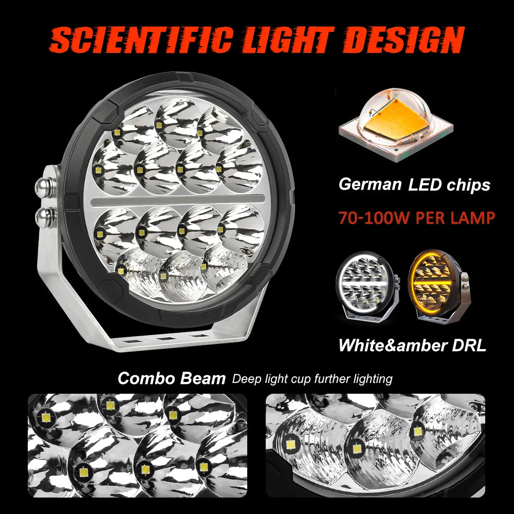 Super Bright 6.5 Inch round LED Work Light for Offroad Pick-Up Truck ATV UTV 4WD 4X4 Led Driving Light DRL Turn Signal