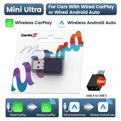 New  Mini 5 SE Wireless Carplay Adapter for Iphone 5.8Ghz Wifi BT Fast Stable Connect for Spotify Waze Split Screen Box