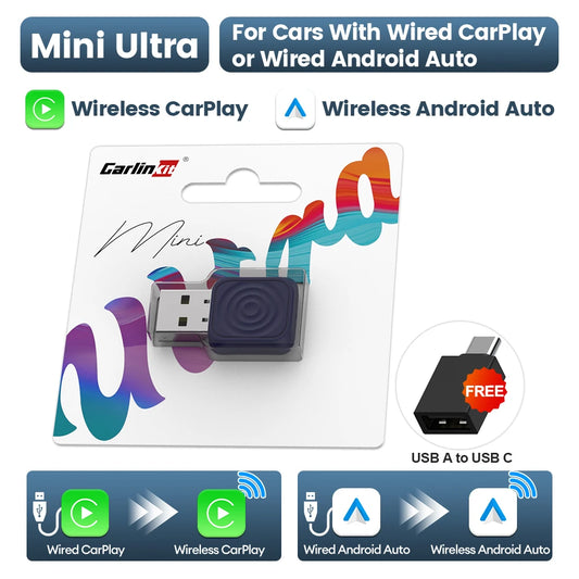 New  Mini 5 SE Wireless Carplay Adapter for Iphone 5.8Ghz Wifi BT Fast Stable Connect for Spotify Waze Split Screen Box
