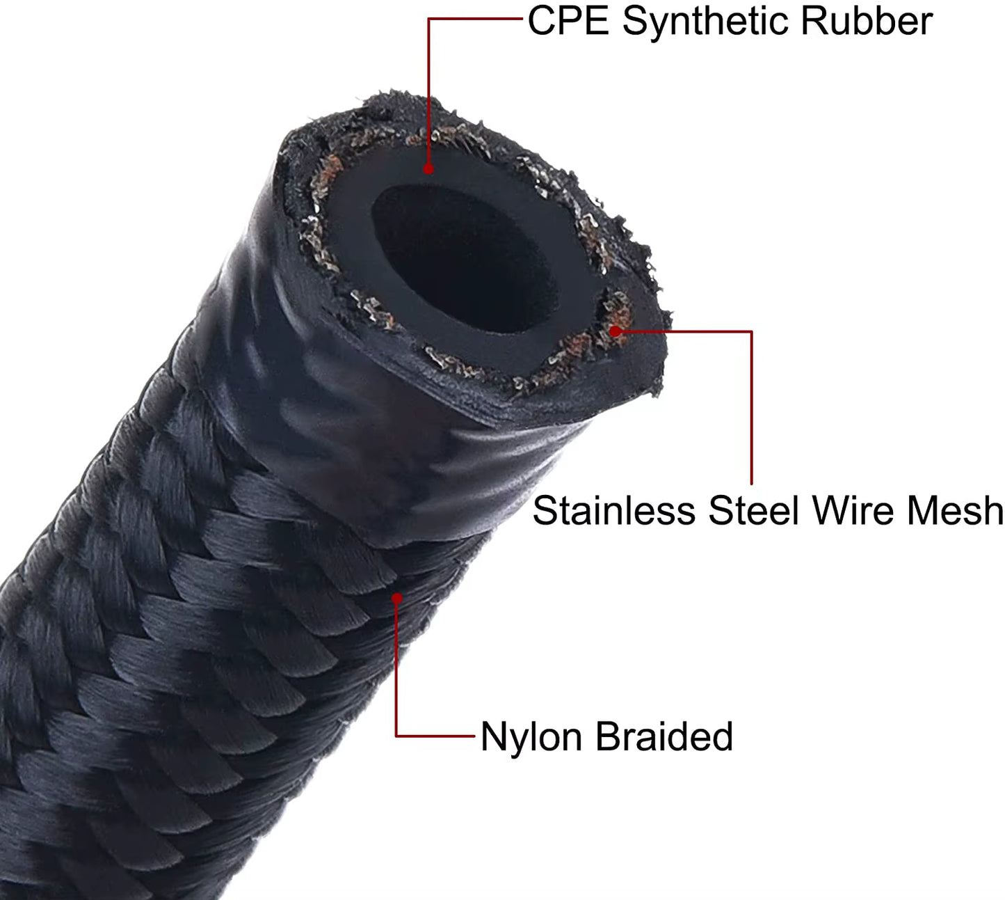 3M AN6/AN8/AN10 CPE Oil Fuel Fittings Hose End 0+45+90+180 Degree Oil Adaptor Kit AN6 Braided Oil Fuel Hose Line with Clamps