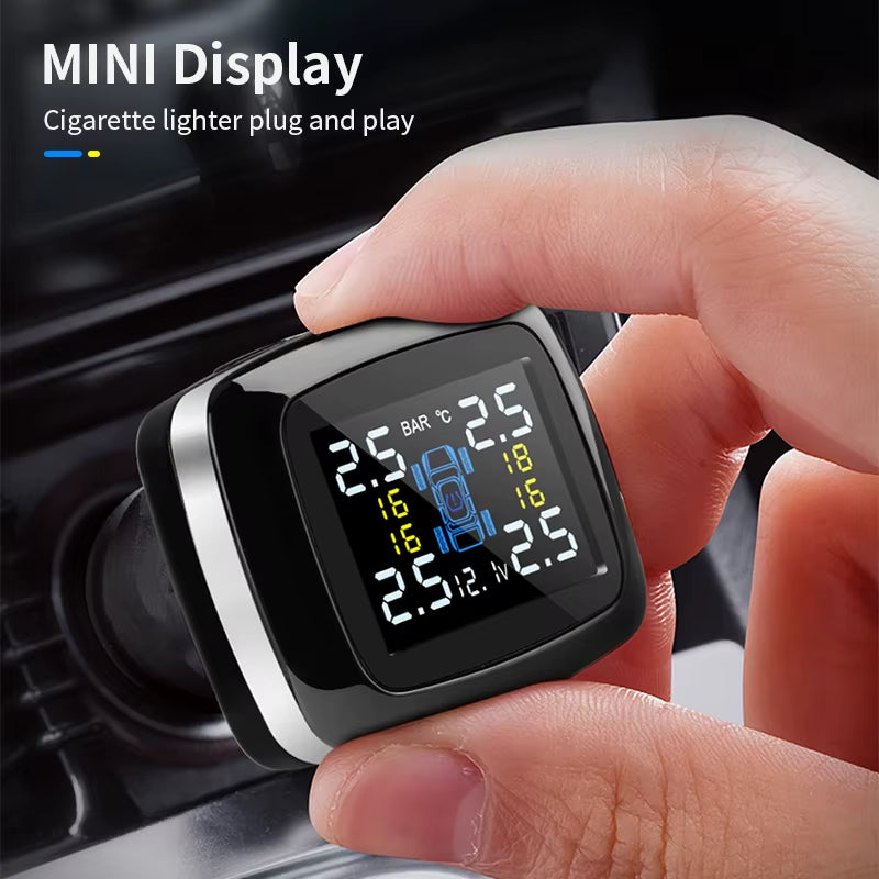 TPMS Cigarette Lighter Wireless Car Tire Pressure Alarm Monitor System Security Alarm Systems Tyre Pressure Temperature Warning