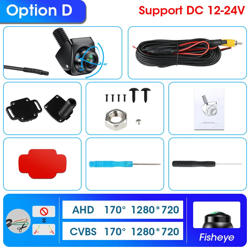 AHD 1080P 170 Degree Rear View Camera Night Vision Fisheye Lens Reverse Camera IP68 Waterproof Universal Parking Cam