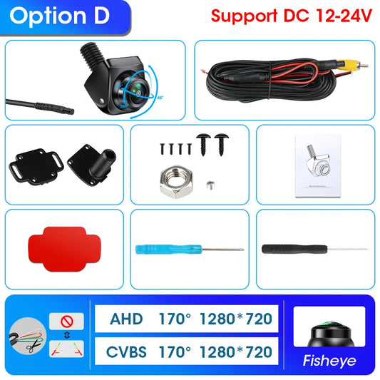 AHD 1080P 170 Degree Rear View Camera Night Vision Fisheye Lens Reverse Camera IP68 Waterproof Universal Parking Cam