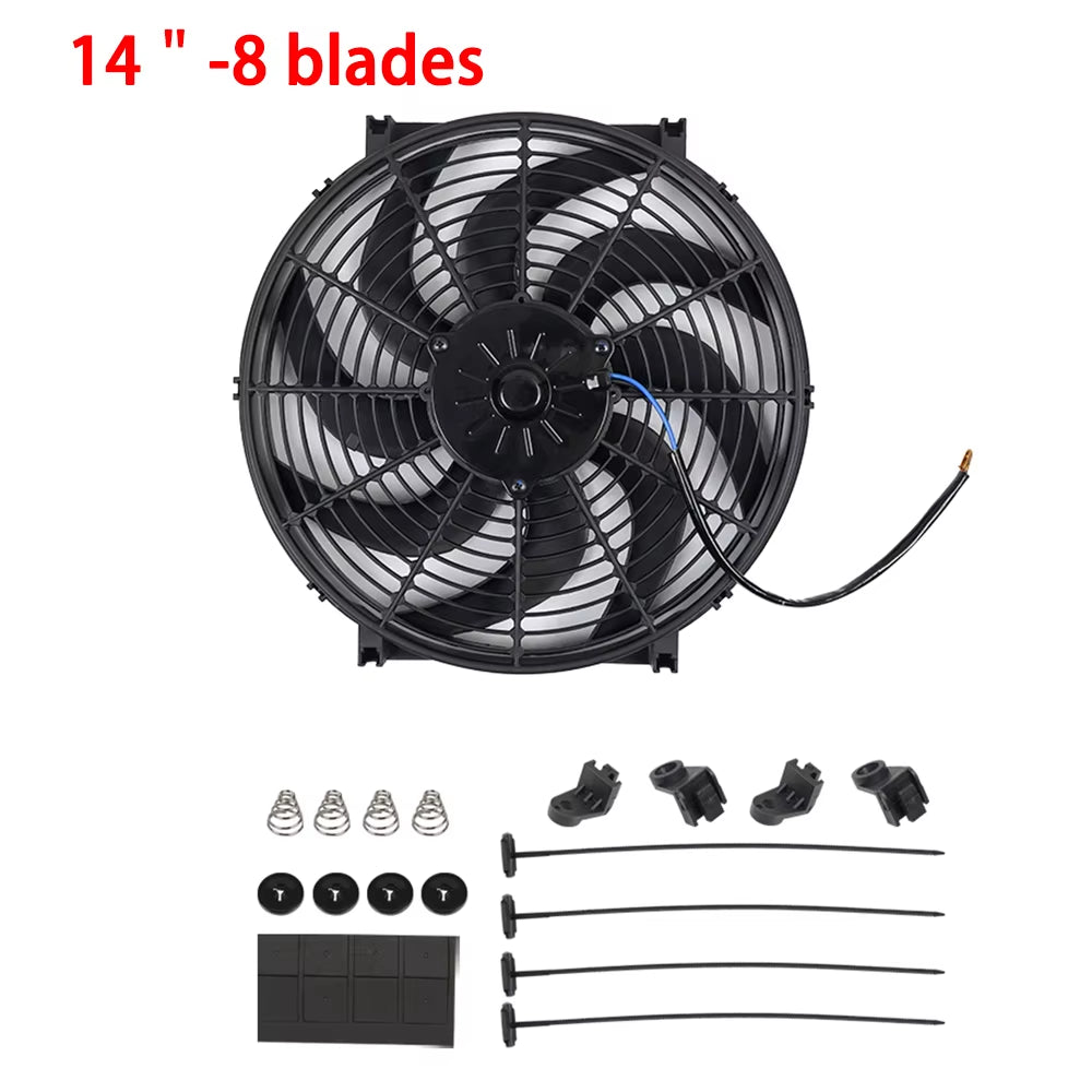 Universal 7/9/10/12/14/16 Inches 12V 80W 2100RPM Car Air Conditioning Electronic Radiator Cooling Fan Blade Electric Cool Kit