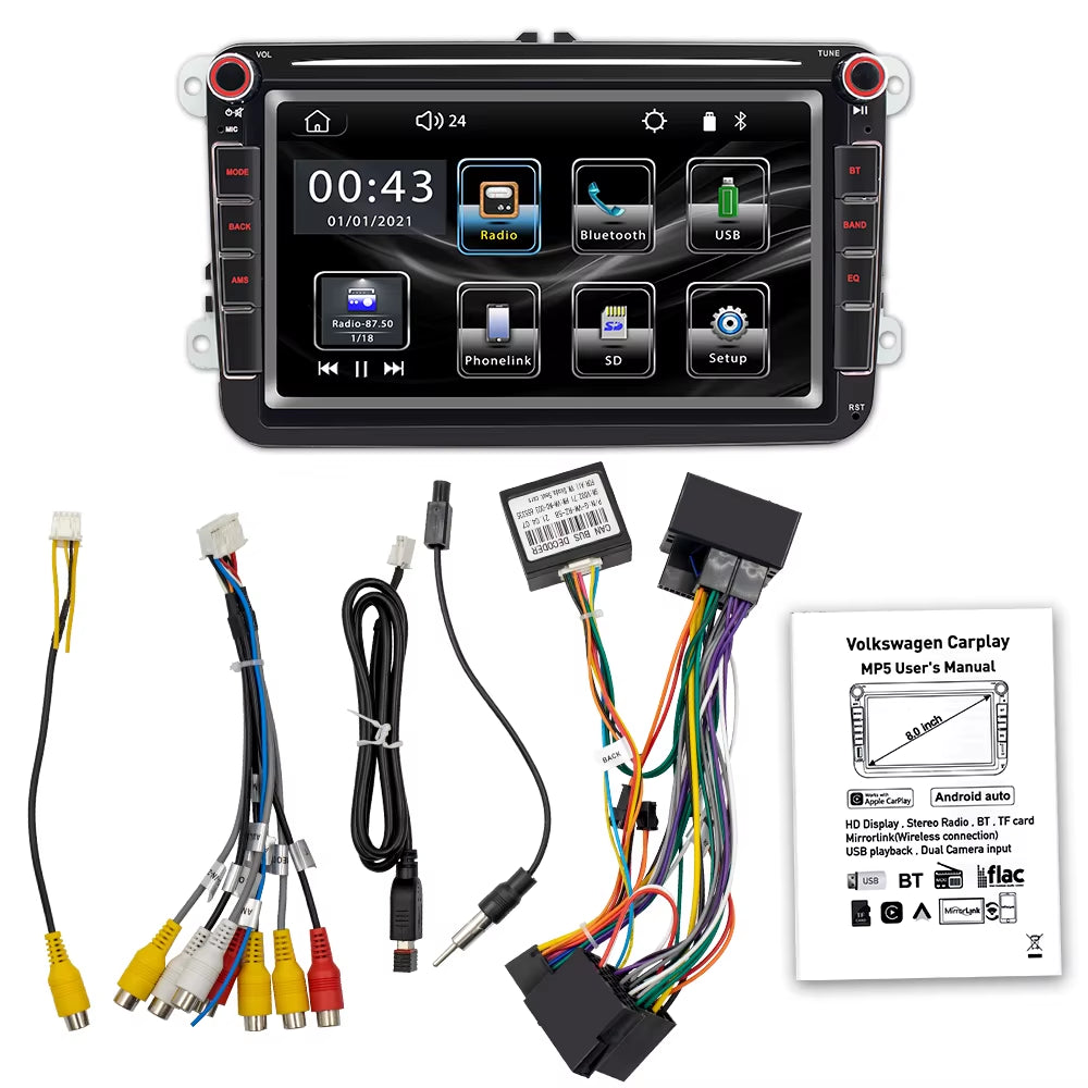 for Volkswagen 9" IPS Car MP5 Player AUX FM AM Mirrorlink Car Radio USB BT Wired Carplay Android Auto Vehicle Player 9083C