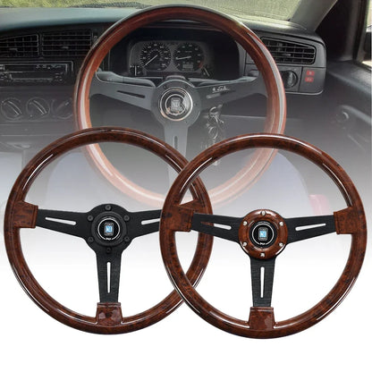 Nardi 14 Inch Wood Grain Racing Steering Wheel 350Mm ND Retro Deep Corn Drifting Sport Steering Wheels with Logo Universal