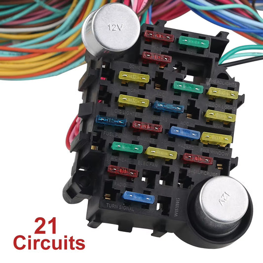 21 Circuit Wiring Harness Kit Universal Complete Automotive Wiring Harness Kit for Chevy Ford Chrysler Mopar Hotrods Ratrods