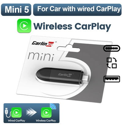 New  Mini 5 SE Wireless Carplay Adapter for Iphone 5.8Ghz Wifi BT Fast Stable Connect for Spotify Waze Split Screen Box
