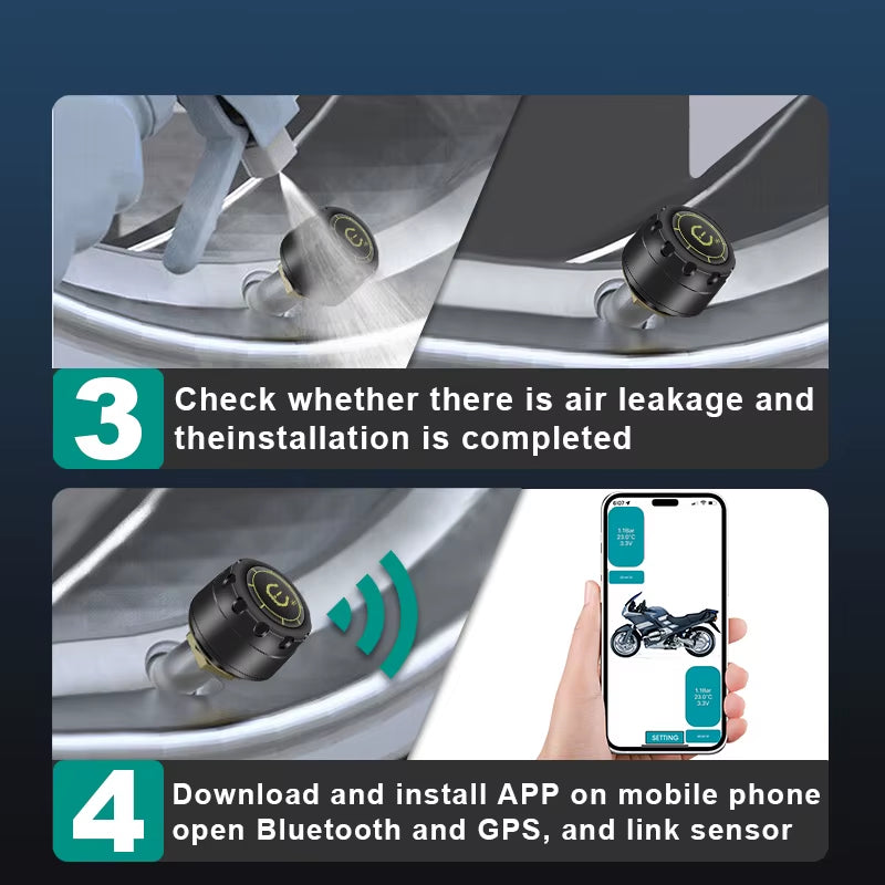 Car TPMS Tire Pressure Monitoring System Bluetooth 5.0 Mobile Phone Display Motorcycle Car Tyre Pressure Sensor for Los Android